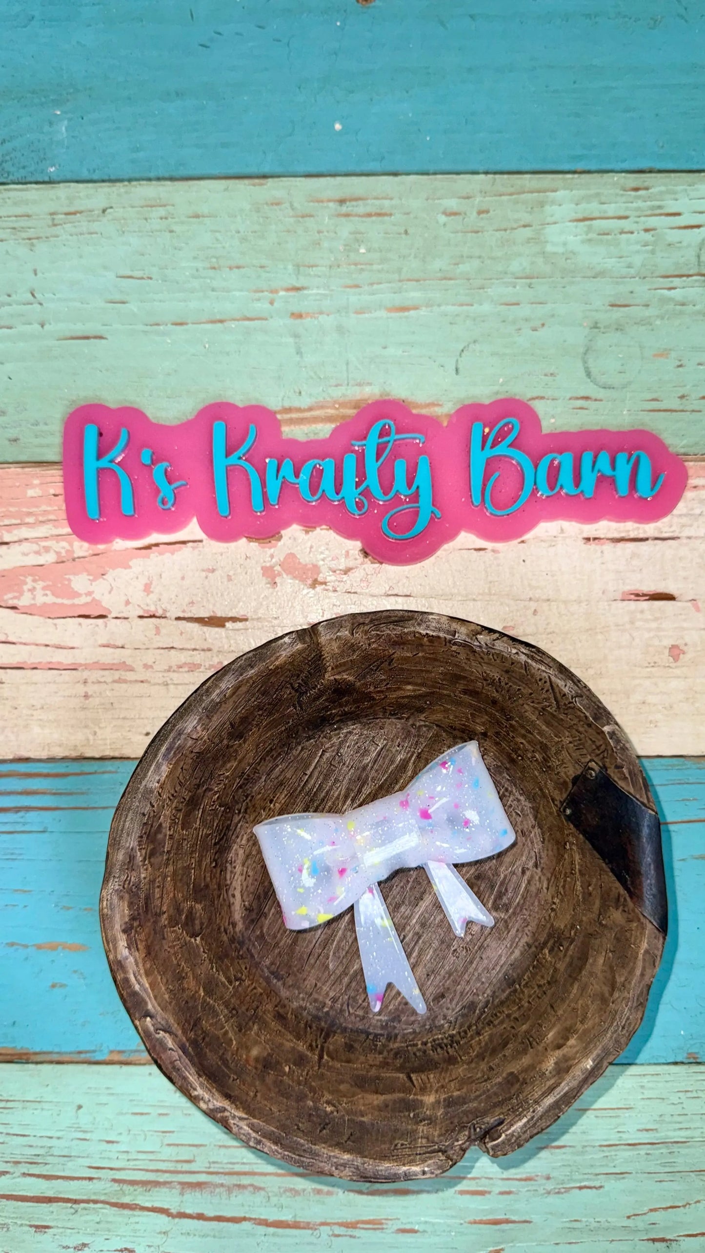 Silicone Focal Bead- confetti jelly bow K's Krafty Barn