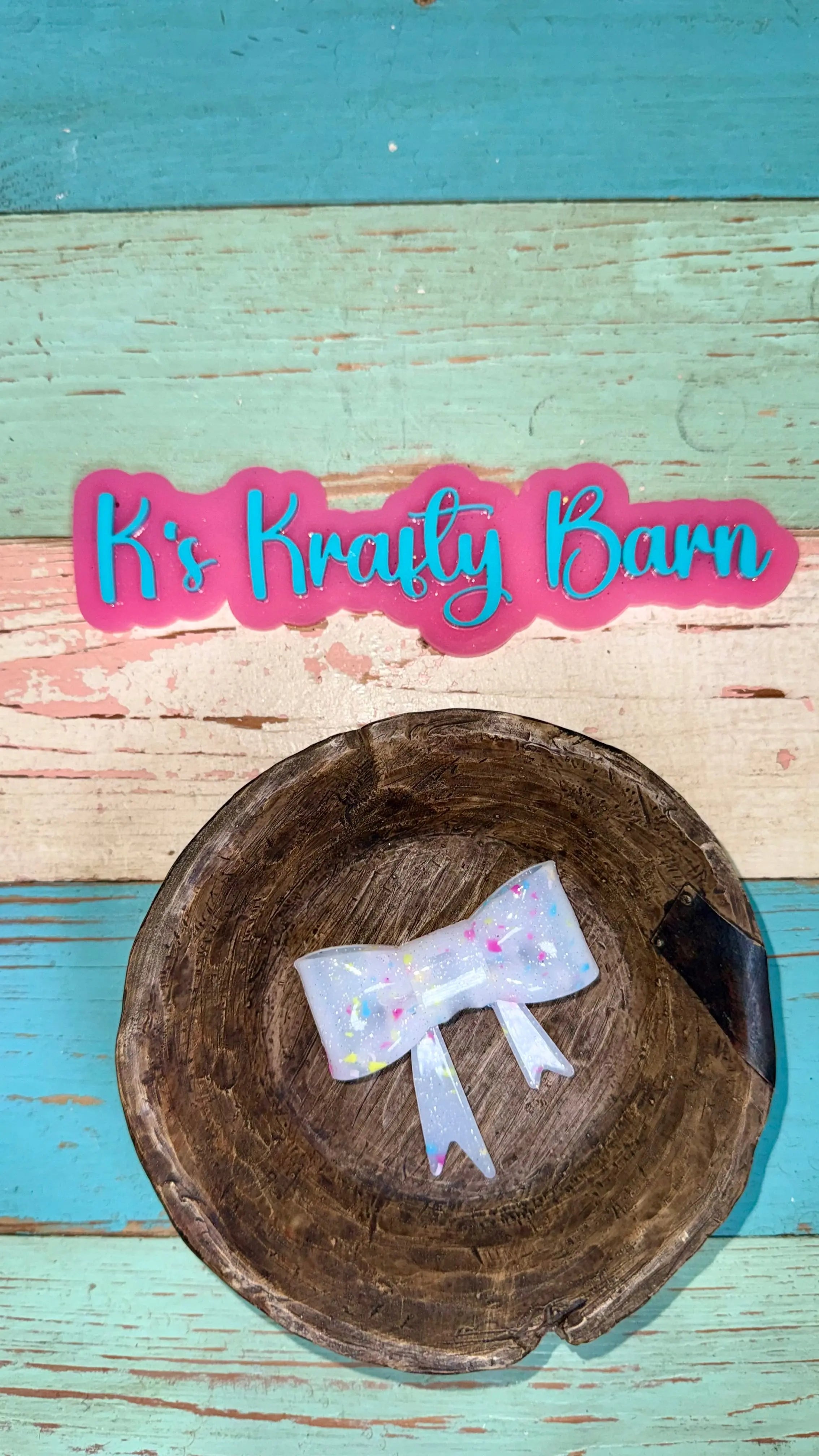 Silicone Focal Bead- confetti jelly bow K's Krafty Barn
