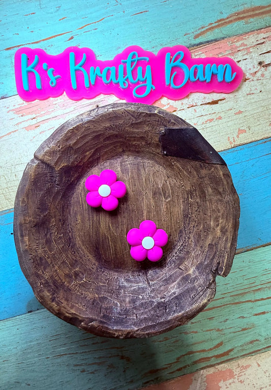 Silicone Focal Bead-Hot Pink Daisy Flower K's Krafty Barn