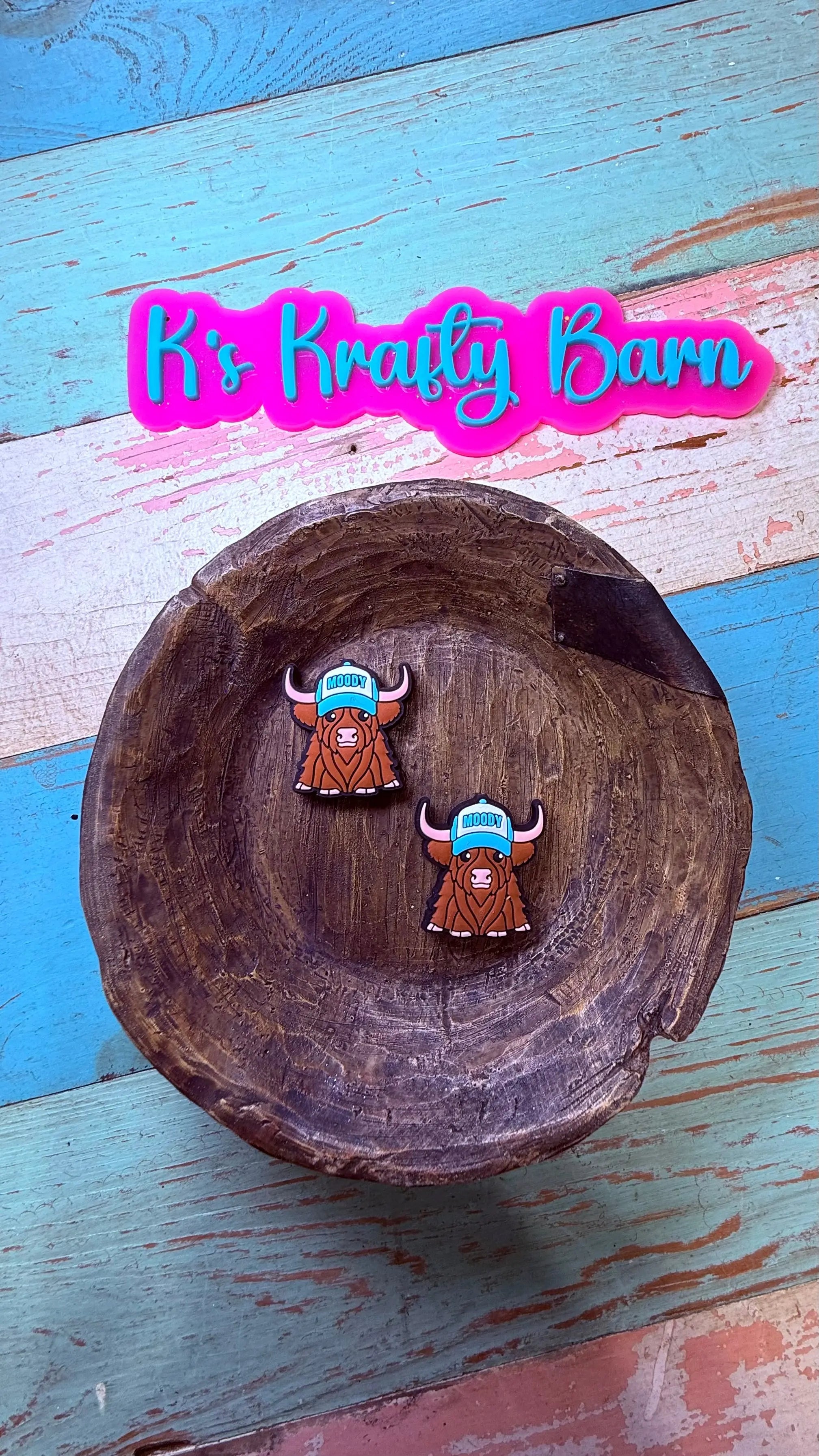 Silicone Focal Bead-Moody highland K's Krafty Barn