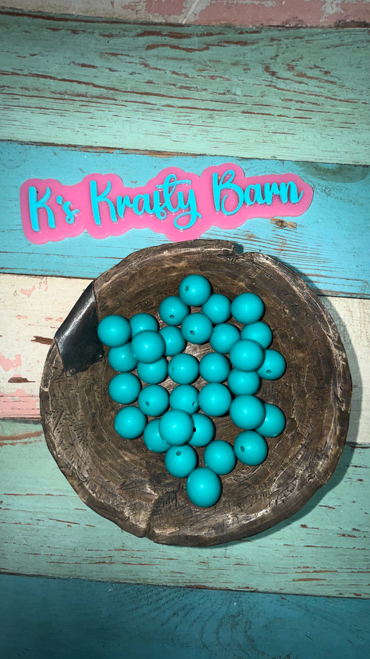 15mm Solid Silicone Beads- Tropical Teal