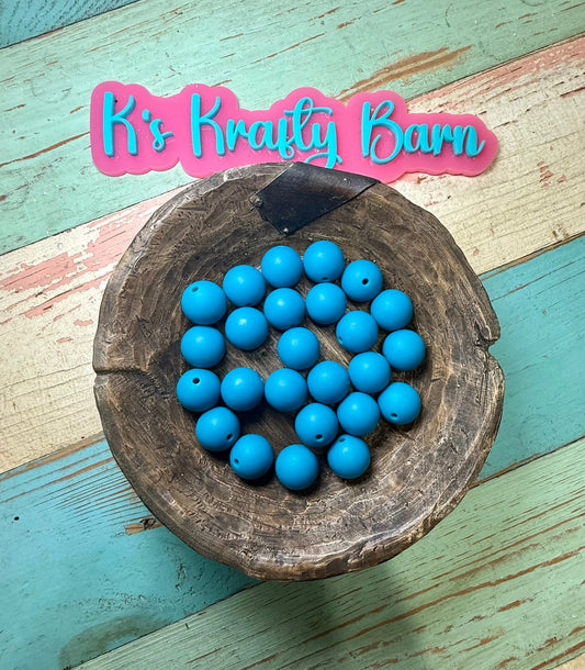 15mm Solid Silicone Beads- Peacock Blue K's Krafty Barn
