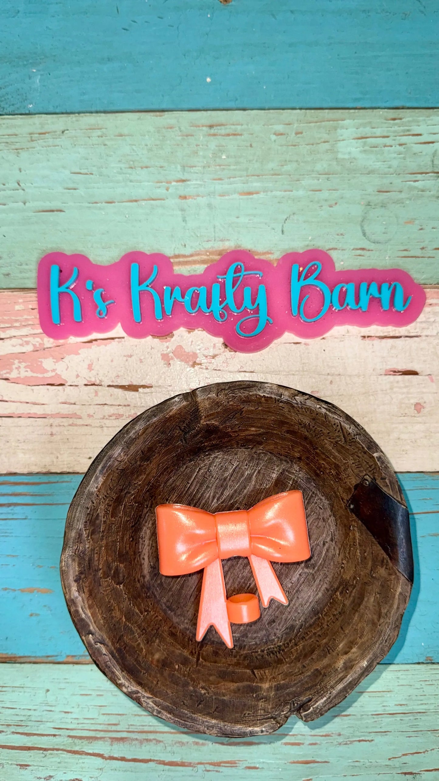 Silicone Focal Bead- Coral Opal bow K's Krafty Barn
