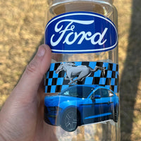 Blue Mustang 16oz Glass Libby K's Crafty Vibes Co.