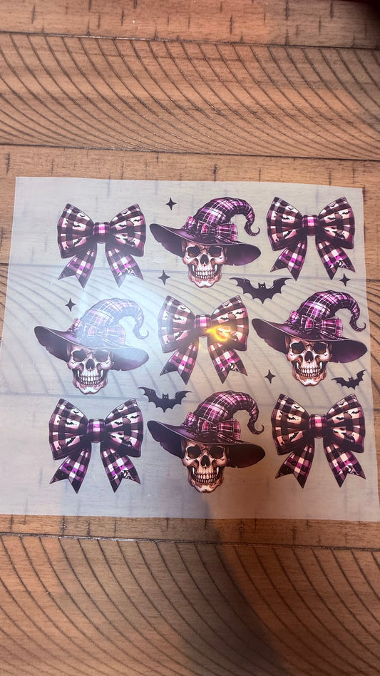 Purple plaid skull witch