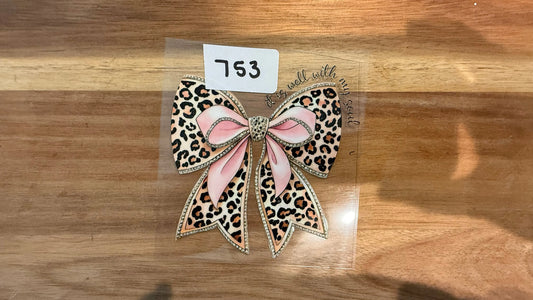 #753 Leopard pink bow K's Krafty Barn