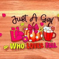 #558 Just A Girl Who Loves Fall with leaves K's Krafty Barn