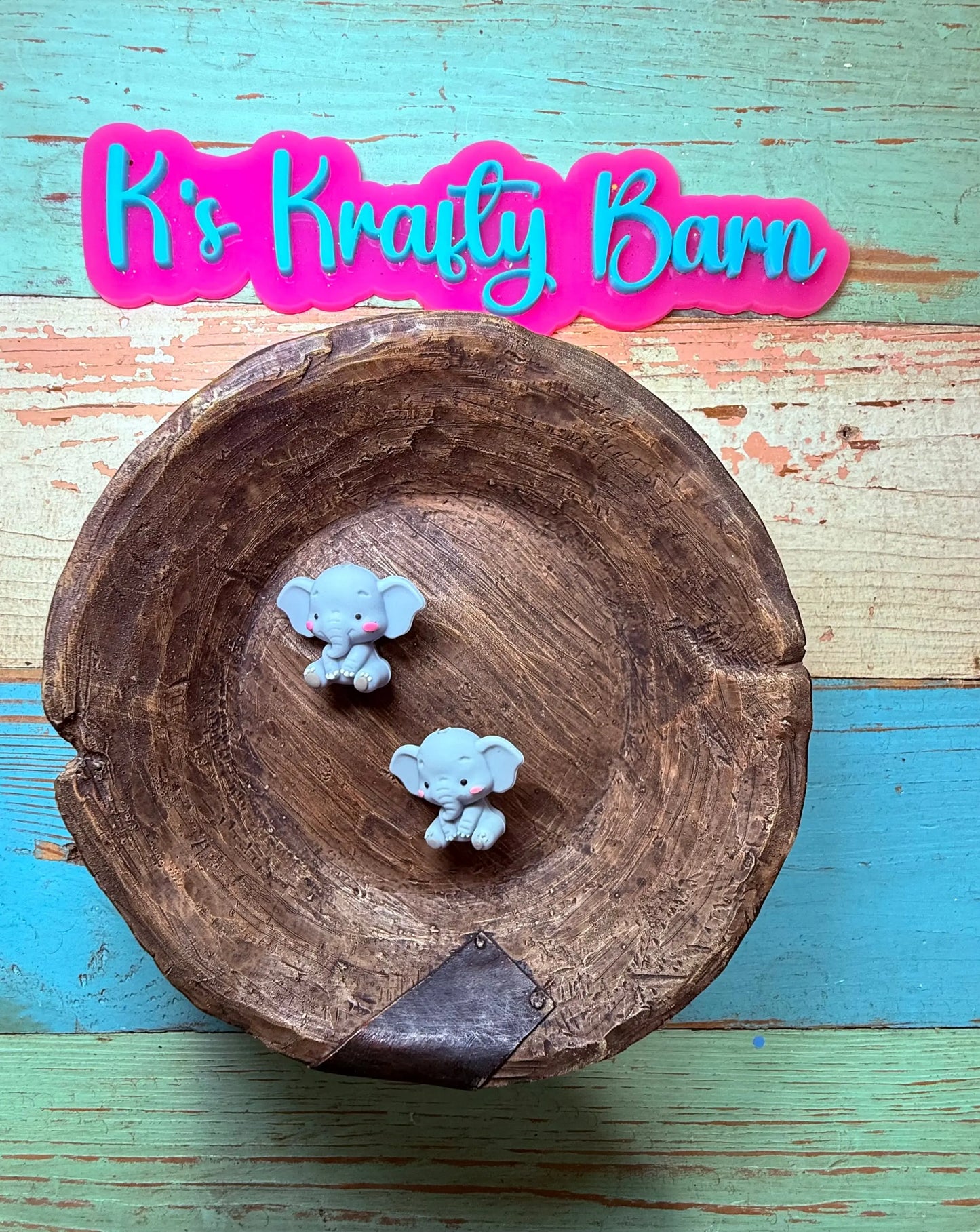 Silicone Focal Bead- 3D baby elephant K's Krafty Barn