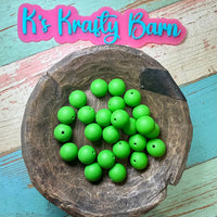 15mm Solid Silicone Beads- Kelly Green K's Krafty Barn