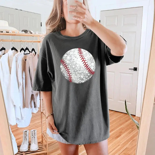 Glitter Baseball Shirt | Baseball Fan Graphic Tee K's Krafty Barn