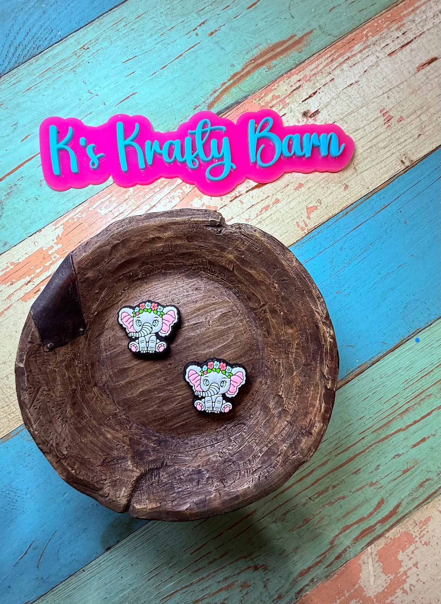 Silicone Focal Bead- Cute elephant K's Krafty Barn