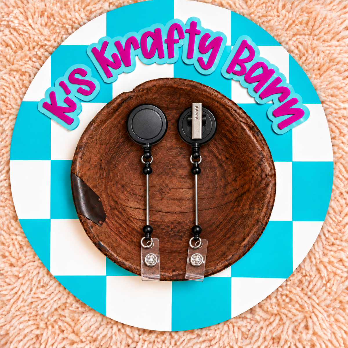 Beadable Bar Badge Reels with Lobster Clip
