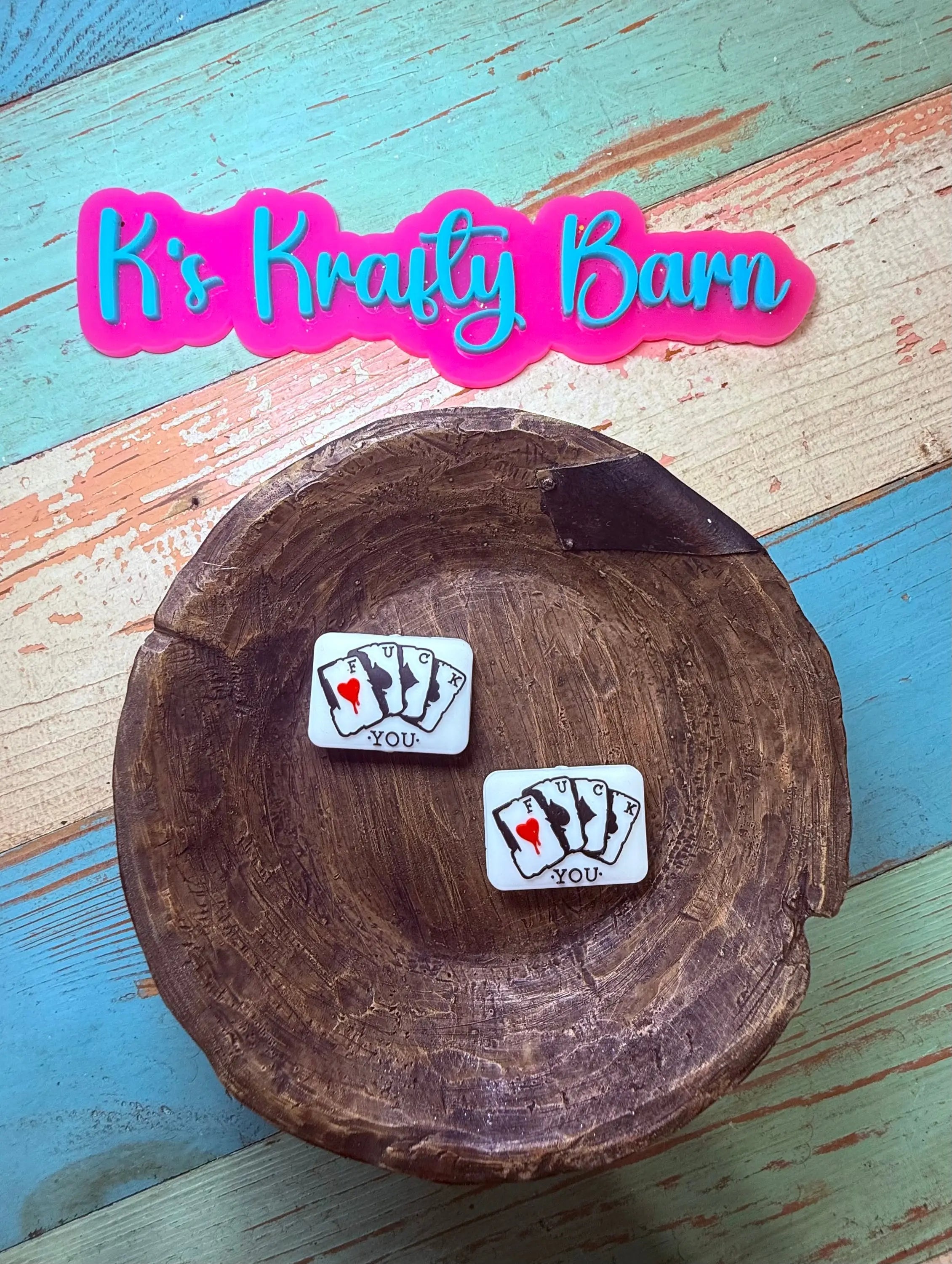 Silicone Focal Bead- F*U Player Cards K's Krafty Barn