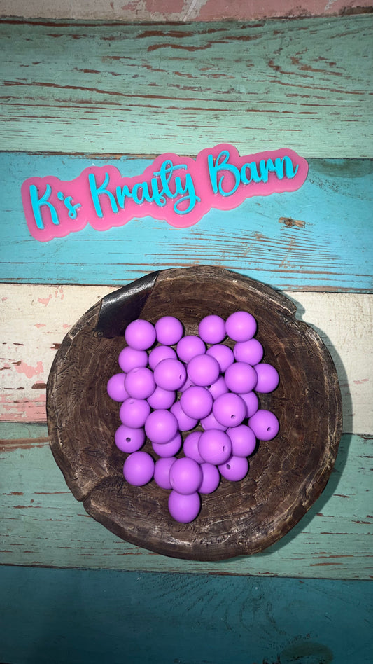 15mm Solid Silicone Beads- Lilac