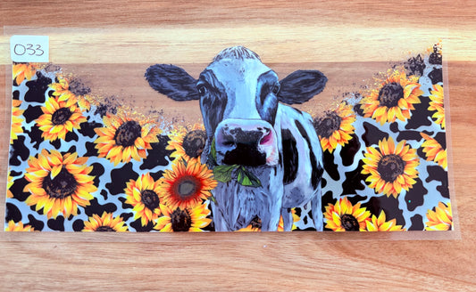 #33 Black and White Cow with sunflowers
