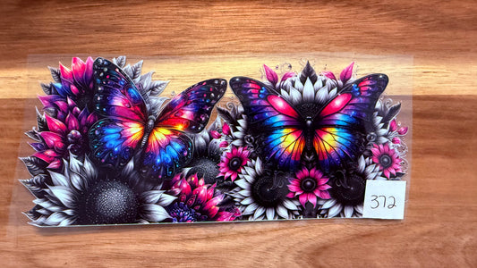 #372 Colorful Butterflies with black sunflower