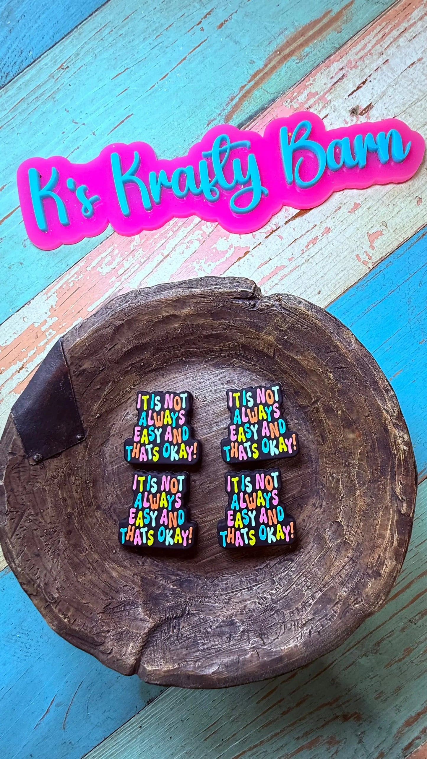 Silicone Focal Bead- It is not always easy K's Krafty Barn