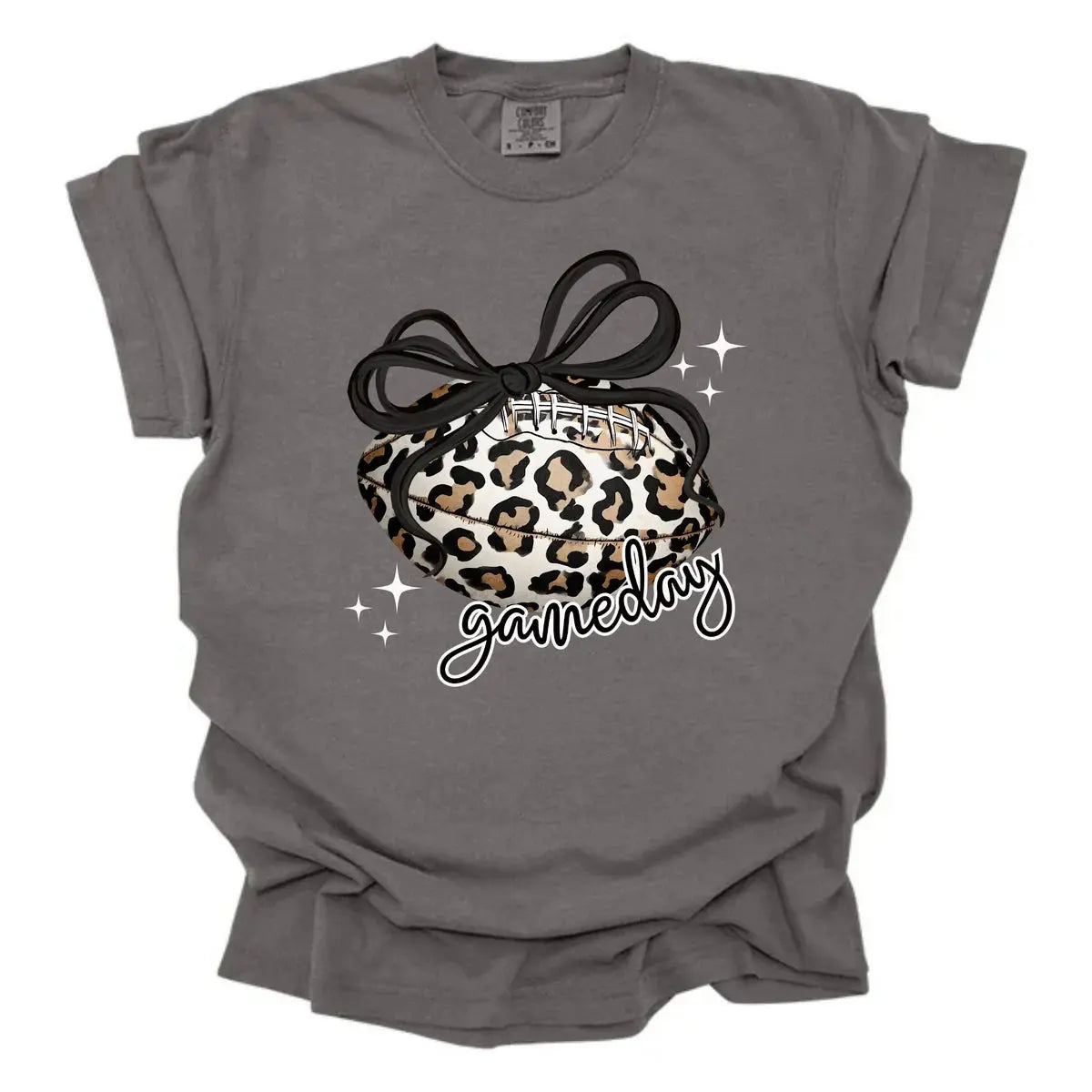 Leopard Football Gameday Shirt | Football Mom Bow Graphic Tee K's Krafty Barn