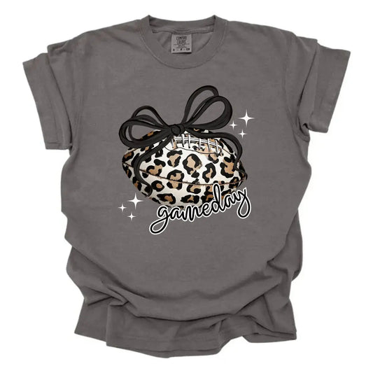 Leopard Football Gameday Shirt | Football Mom Bow Graphic Tee K's Krafty Barn