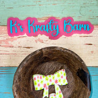 Silicone Focal Bead- Green & Pink Daisy Straw charm or focal bow K's Krafty Barn