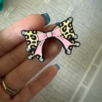 Silicone Focal Bead-    Rosie Leopard Bow
