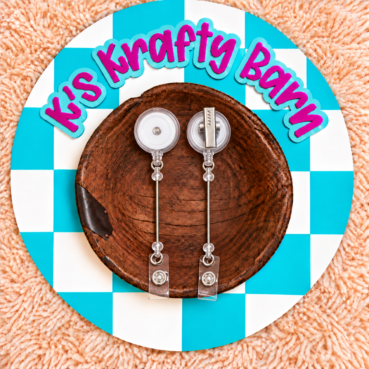 Beadable Bar Badge Reels with Lobster Clip