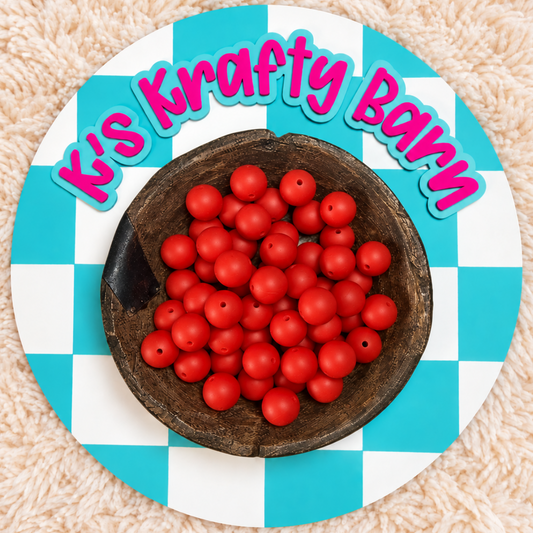 Coral Red 15mm Solid Silicone Beads