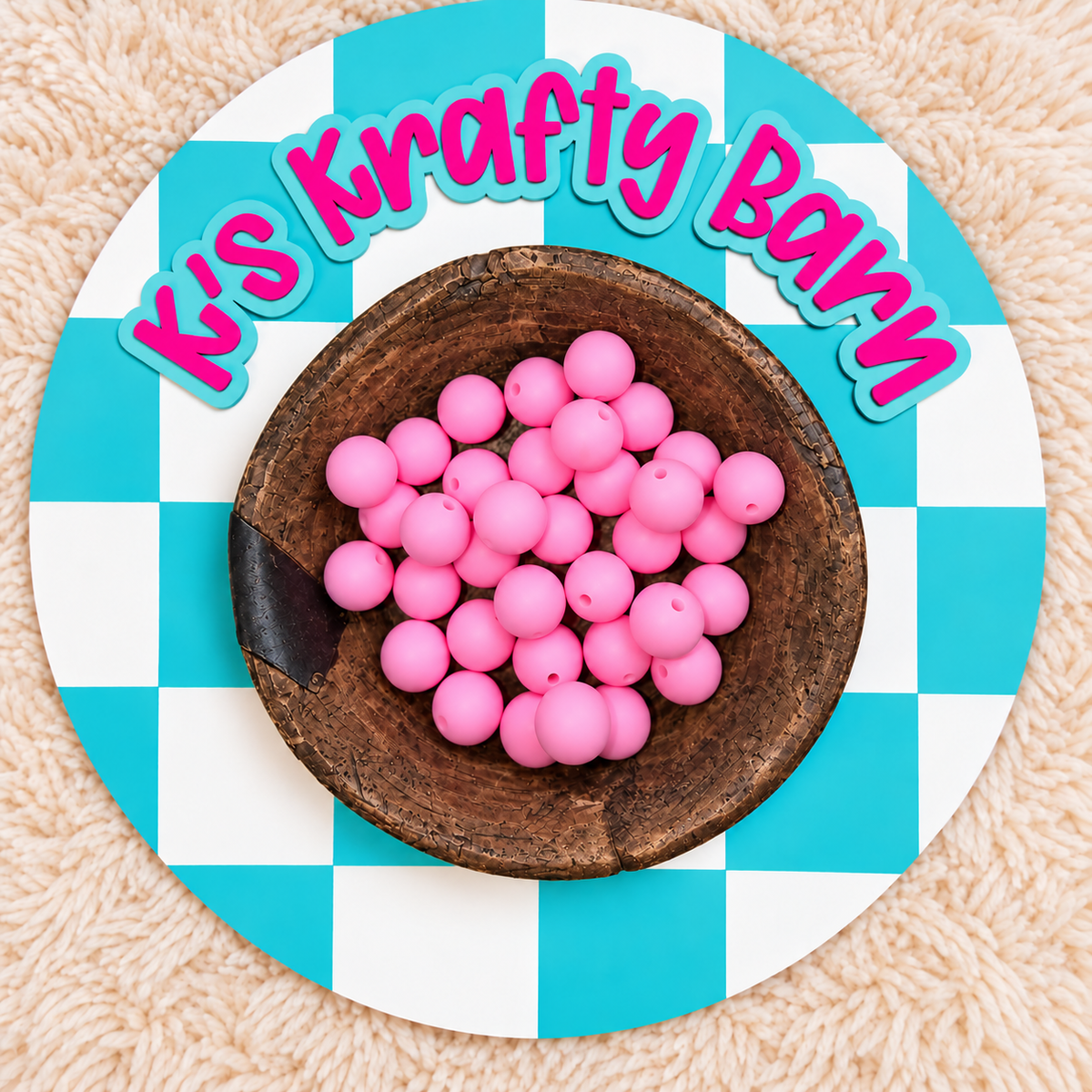Cotton Candy Pink 15mm Solid Silicone Beads