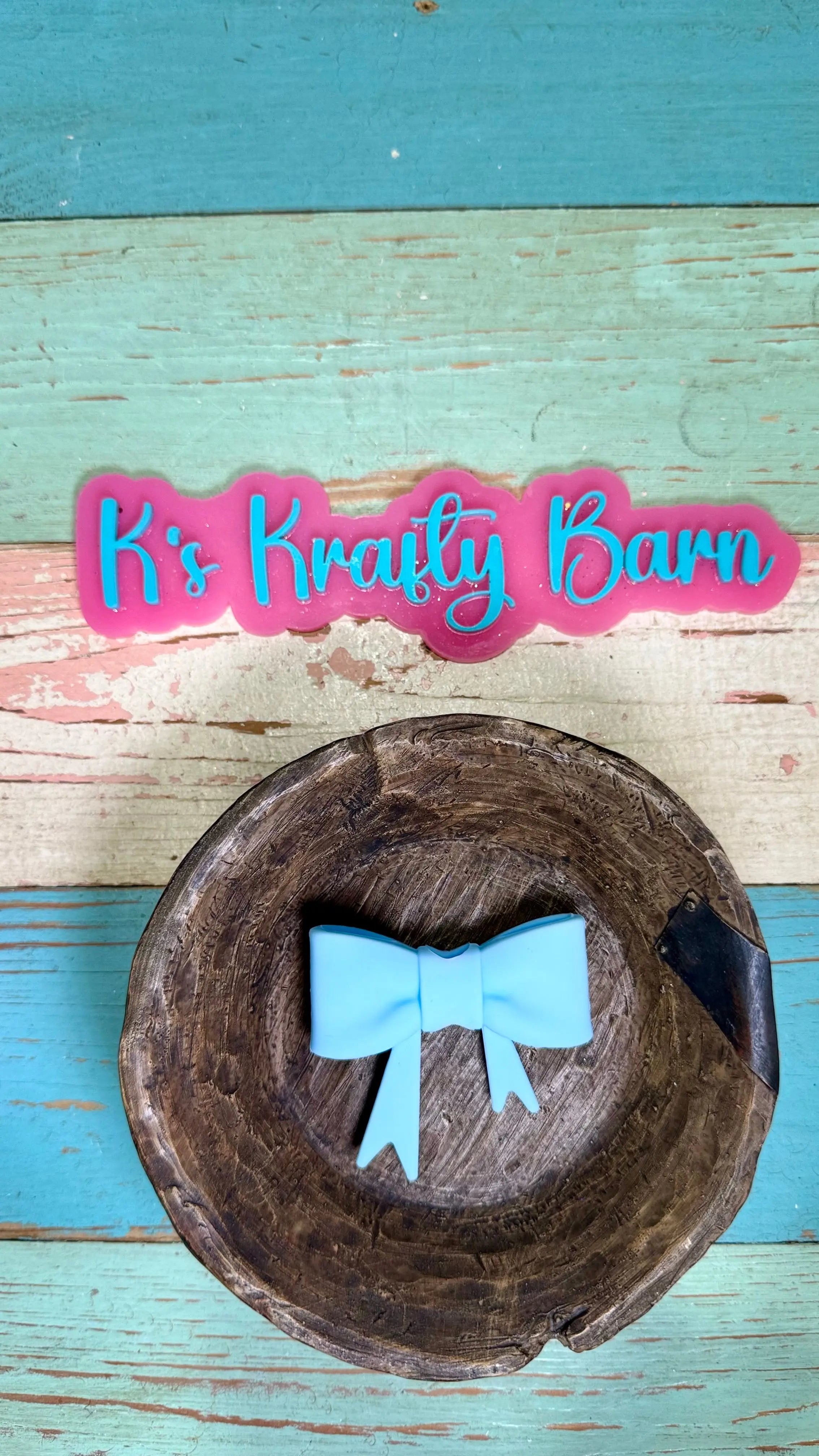 Silicone Focal Bead- Light blue bow K's Krafty Barn