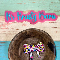Silicone Focal Bead- Neon leopard bow K's Krafty Barn
