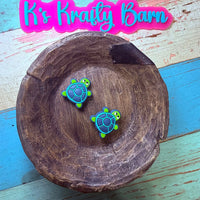 Silicone Focal Bead- Green turtle K's Krafty Barn