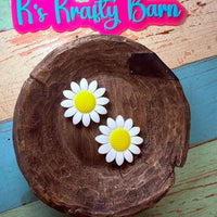 Silicone Focal Bead- White Sunflower K's Krafty Barn