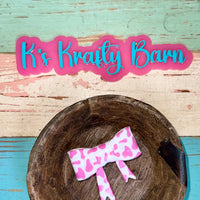 Silicone Focal Bead- Pink cowprint bow K's Krafty Barn