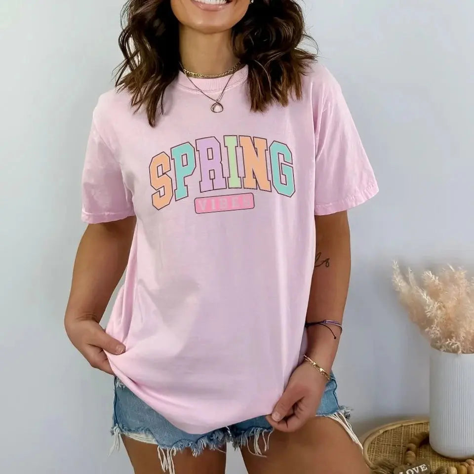 Spring Vibes Pastel Shirt | Colorful Spring Graphic Tee K's Krafty Barn