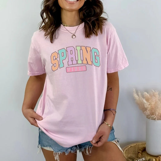 Spring Vibes Pastel Shirt | Colorful Spring Graphic Tee
