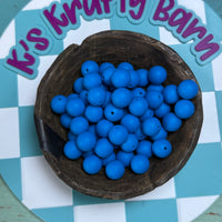 15mm Solid Silicone Beads- Jolly Rancher Blue