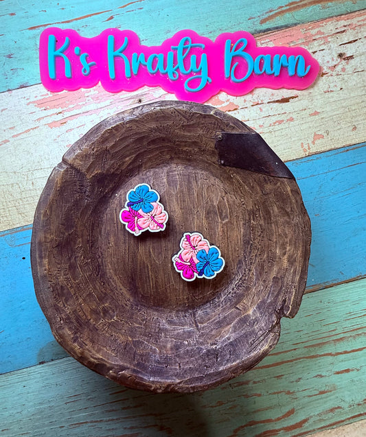 Wholesale Silicone Focal Bead- Colorful Hibiscus flower