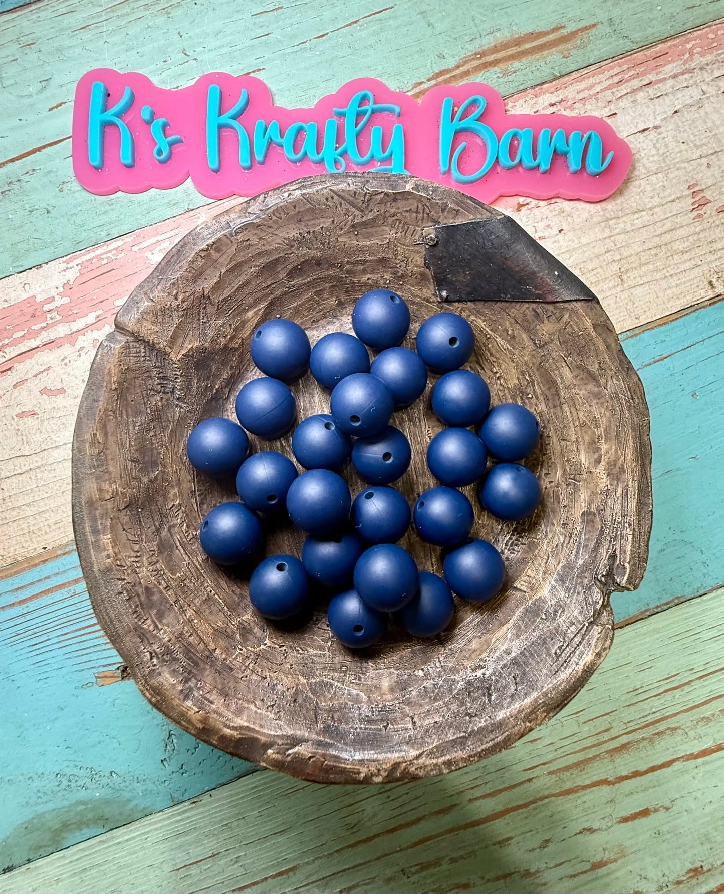15mm Solid Silicone Beads- Navy Blue K's Krafty Barn