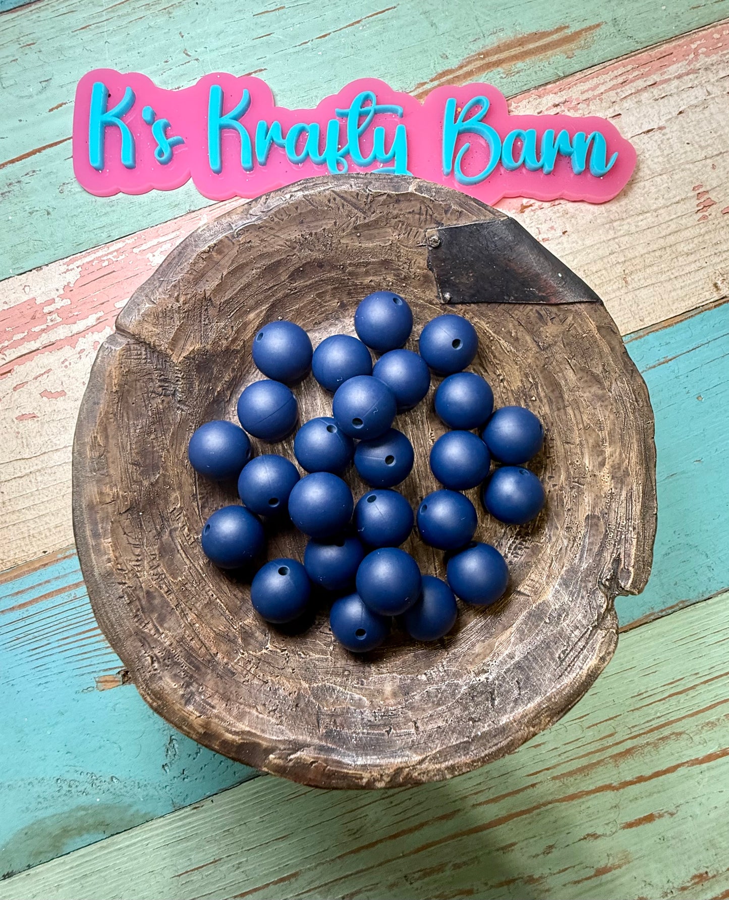 Wholesale 15mm Solid Silicone Beads- Navy Blue