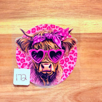 #172 Brown highland with pink heart glasses K's Krafty Barn