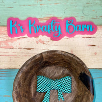 Silicone Focal Bead- Teal checkered bow K's Krafty Barn