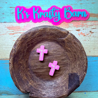 Silicone Focal Bead- Pink cross with white Jesus K's Krafty Barn