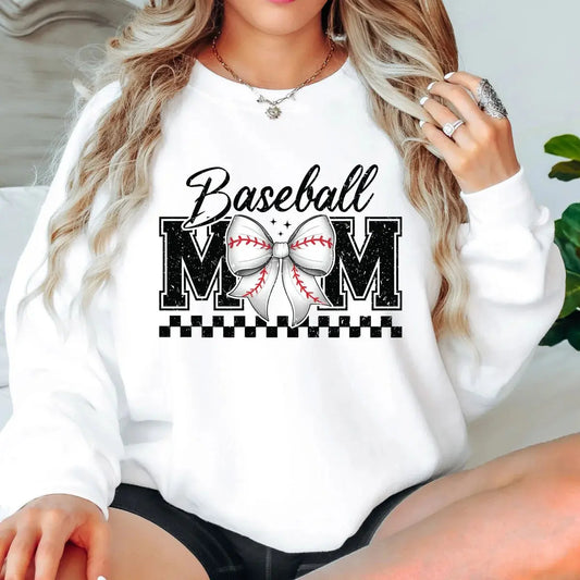 Baseball Mom Bow Shirt | Baseball Mom Game Day Graphic Tee K's Krafty Barn