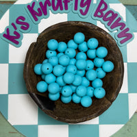 15mm Solid Silicone Beads- Aqua