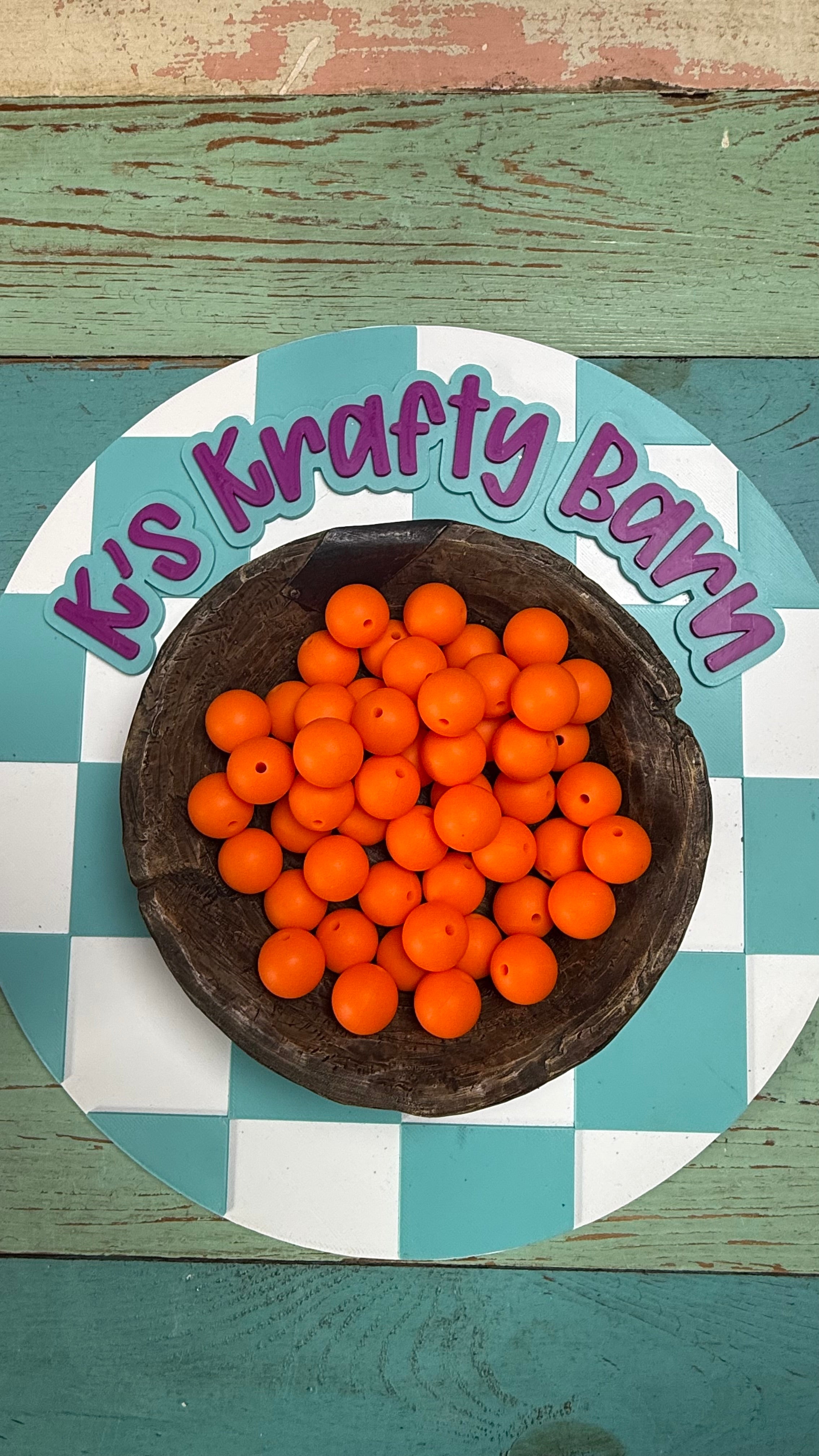 15mm Solid Silicone Beads- Tangerine