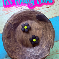 Silicone Focal Bead- Glitter Black Daisy Flower K's Krafty Barn