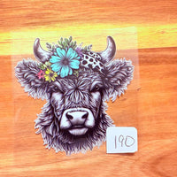 #190 Black and White highland with floral headband K's Krafty Barn