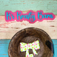 Silicone Focal Bead- Pink & green Daisy Straw charm or focal K's Krafty Barn