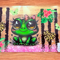 #217 Cute frog with pink bow K's Krafty Barn