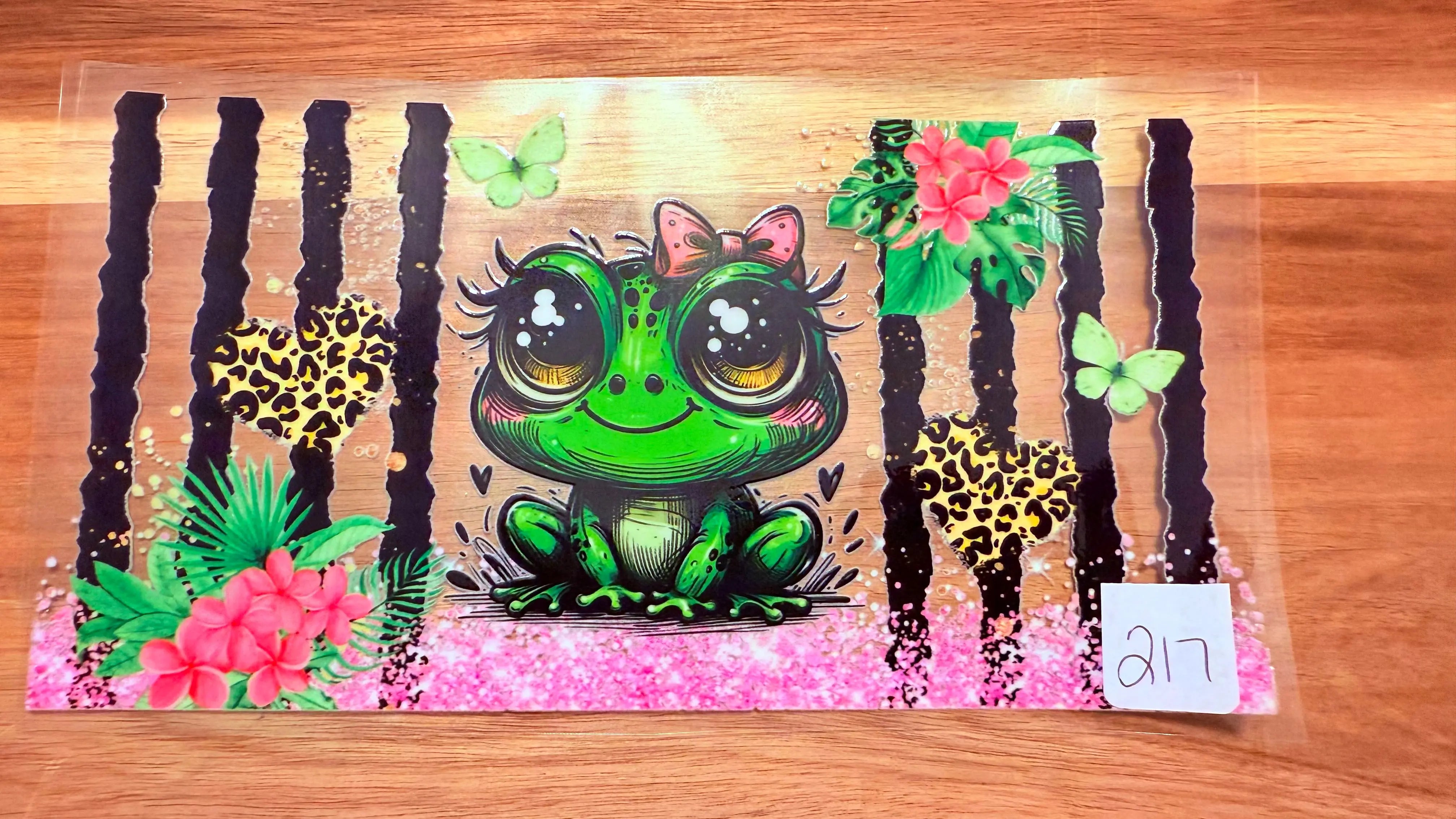 #217 Cute frog with pink bow K's Krafty Barn